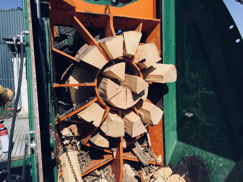 Verarbeitung von Buchenholz zu Kaminholz